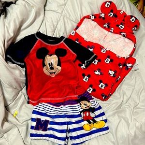 Disney Mickey Mouse swimsuit/rashguard & towel set